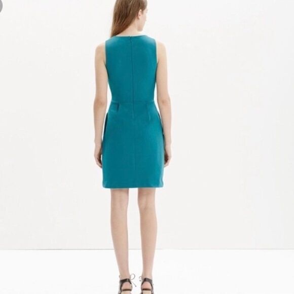 Madewell Teal Blue Verse Fit and Flare Stretch Sleeveless Sheath Dress Medium - Picture 2 of 10